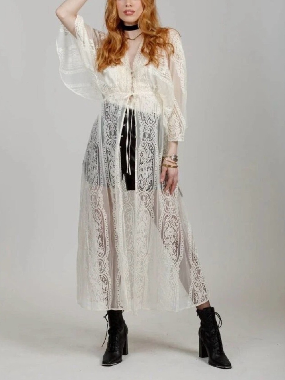 Free People Sheer Lace Maxi Top
